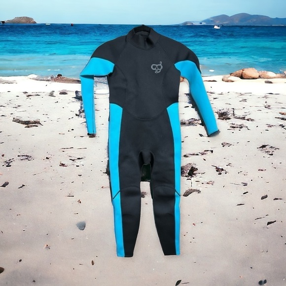 🌻NEW Black & Blue 3/2mm Neoprene Full Wetsuit Youth Size Small - Picture 1 of 8